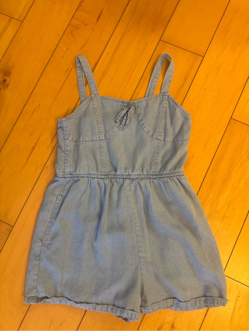 Speechless Light Blue Denim Romper Runs Small